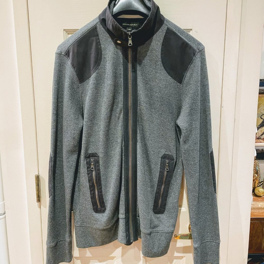 Banana Republic Sporty Zip Up Jacket Size Medium with elbow and shoulder details